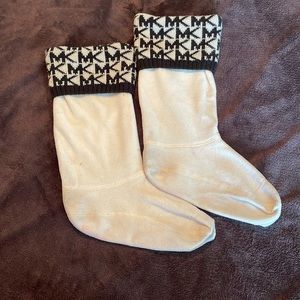 MK boot socks, size S/M cream white & black